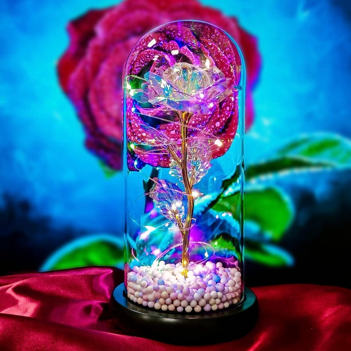 Acrylic Artificial Rose Flower Dome